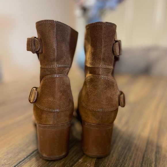 Laurence Dacade Babacar Camel Quilted Round Toe Buckle Suede Boots Size 37 6.5 - Picture 5 of 13